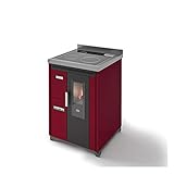 Eva Calor - Cocina de pellets Nina, 7,5 kW, placa de cocción de metal, rojo