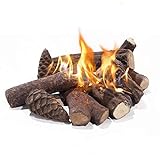Juego de troncos de cerámica para chimenea de etanol de gas, madera de pino hecha a mano para uso en...