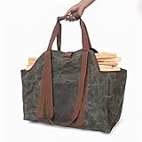 Easy Carry Log Carrier for leña Lienzo Lienzo Log Carrier Bag Firewood Llevar Bag Outdoor Impermeable...