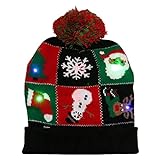 Calefacción Solar Radiadores Sombrero de suéter de Navidad con LED Gorro de punto de Navidad Sombrero...
