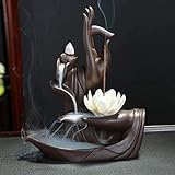 Quemador de incienso, diseño de flor de loto, de estilo zen, de reflujo, de cerámica, perfecto para el...