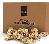 Firelighters Naturales - Firelighters de madera ecológicos - Arranque de fuego rápido de lana de madera...