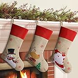 SHareconn [3 Piezas 46 CM Calcetines de Navidad, Diseño de Papá Noel, Reno, Muñeco de Nieve, Chimenea...