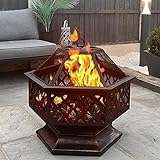GC - Calentador hexagonal hexagonal de bronce antiguo para patio al aire libre, estufa de leña de...