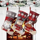 Awroutdoor Medias de Navidad, 3 pcs Calcetines de Navidad para el árbol de Navidad Chimenea Decoración,...