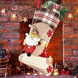 ZSWQ Calcetín de Navidad decoración del hogar de Medias de Navidad con Papá Noel en 3D, decoración...